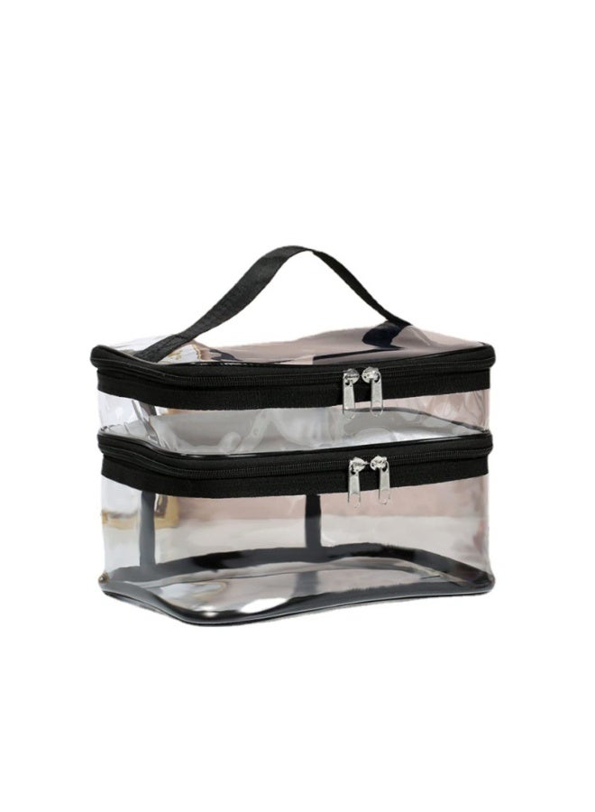 Double Layer Clear Cosmetic Bag, Waterproof Toiletry Makeup Travel Toiletry Bag, Transparent PVC Pouch Organizer Multifunctional Large Waterproof Portable - Image 4