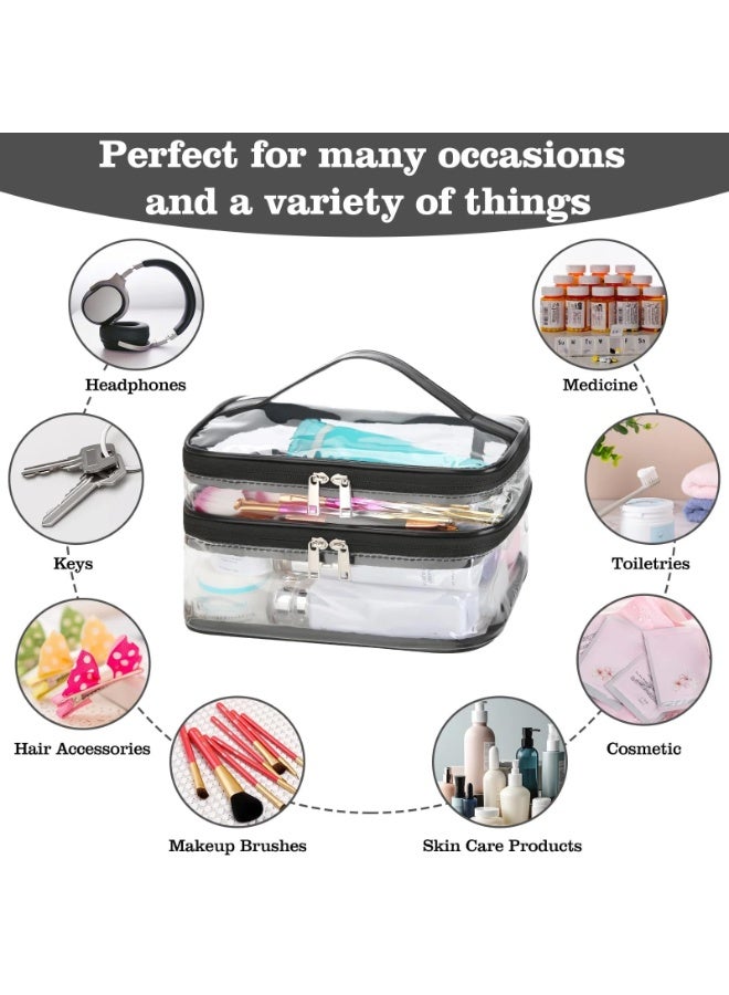 Double Layer Clear Cosmetic Bag, Waterproof Toiletry Makeup Travel Toiletry Bag, Transparent PVC Pouch Organizer Multifunctional Large Waterproof Portable - Image 5