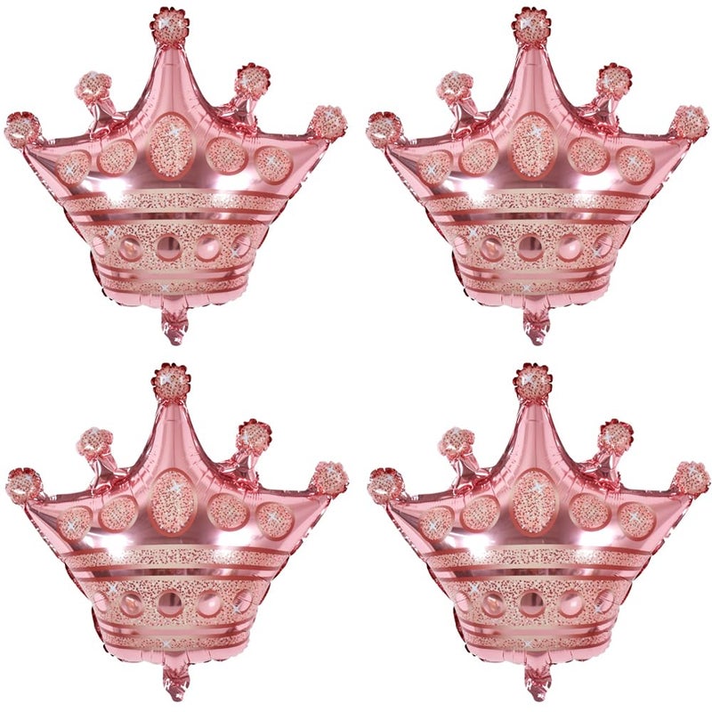 Vuzvuv 4 Pcs Crown Balloons 24 Inch Rose Gold Crown Shaped Foil Mylar Balloons for Anniversary,Baby Shower,Wedding,Girls Birthday Decorations - Image 1