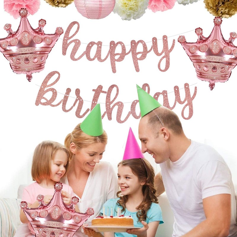 Vuzvuv 4 Pcs Crown Balloons 24 Inch Rose Gold Crown Shaped Foil Mylar Balloons for Anniversary,Baby Shower,Wedding,Girls Birthday Decorations - Image 5