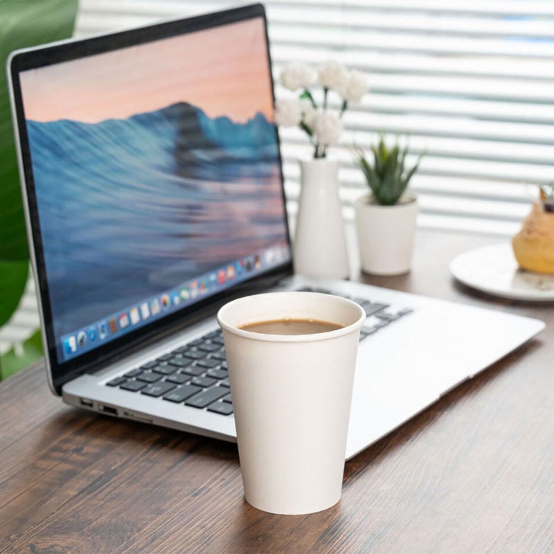 METAPRINT Disposable Paper Cups 12 oz [100 Pack]  White Hot Coffee Cups  12 oz Paper Coffee Cups  Thickened Design for Cafes  Bistros  Parties  and Events - Image 4