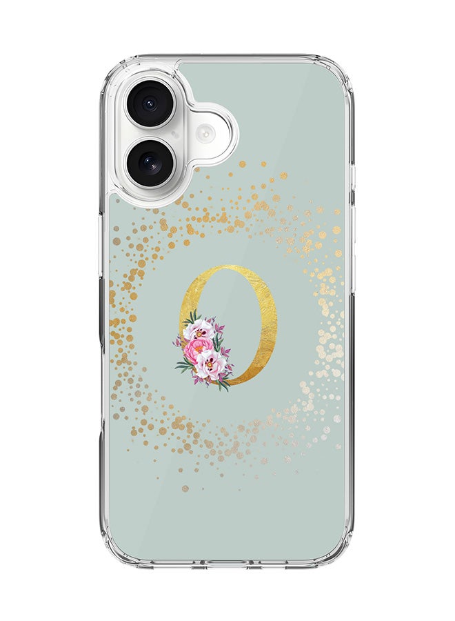 Stylizedd Classic Clear MagSafe Case for iPhone 17 , Hybrid Soft Case Flexible Edges Anti Drop TPU PC Gel Thin Transparent Cover [ Designed for iPhone 17 ] - Custom Monogram Initial Letter Floral Pattern Alphabet - O  (Light Grey )