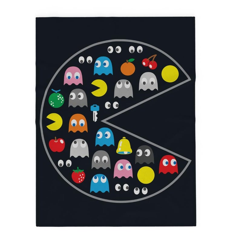 Franco Collectibles Pac-Man Retro Bedding Super Soft Cozy Plush Throw  46 in x 60 in  (Officially Licensed Product) - Image 1
