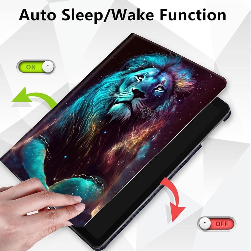 غلاف لجهاز Amazon Kindle الإصدار العاشر مقاس 6 بوصة (إصدار 2019)، غلاف واقي بحامل دوار Mxfdegf 360 درجة مع وظيفة النوم/الإيقاظ التلقائي، لجهاز Kindle مقاس 6 بوصة الإصدار العاشر 2019، تصميم Cool Lion - Image 2