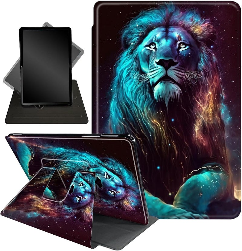 غلاف لجهاز Amazon Kindle الإصدار العاشر مقاس 6 بوصة (إصدار 2019)، غلاف واقي بحامل دوار Mxfdegf 360 درجة مع وظيفة النوم/الإيقاظ التلقائي، لجهاز Kindle مقاس 6 بوصة الإصدار العاشر 2019، تصميم Cool Lion - Image 1