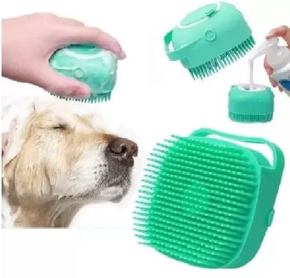 EPISKEY®Dog Bath Brush Body Scrubber Shampoo Dispenser Tick Remover for Shower Bathing and Shedding Soft Silicone Bristles Brushes Groomers for Pet Puppy Dogs Cat Rabbit Horse (Multicolor 1 pcs) (DS) - Image 1
