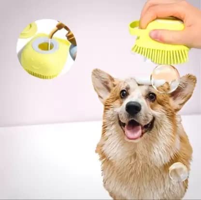 EPISKEY®Dog Bath Brush Body Scrubber Shampoo Dispenser Tick Remover for Shower Bathing and Shedding Soft Silicone Bristles Brushes Groomers for Pet Puppy Dogs Cat Rabbit Horse (Multicolor 1 pcs) (DS) - Image 2