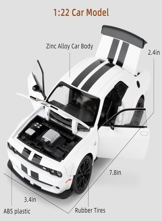 ARNIYAVALA 1:22 Dodge Challenger SRT Hellcat Model Car – Green Diecast Vehicle Toy with Pull Back Function, Lights & Sounds | Collectible Toy Car Model for Adults & Kids Birthday Gift (White) - Image 3