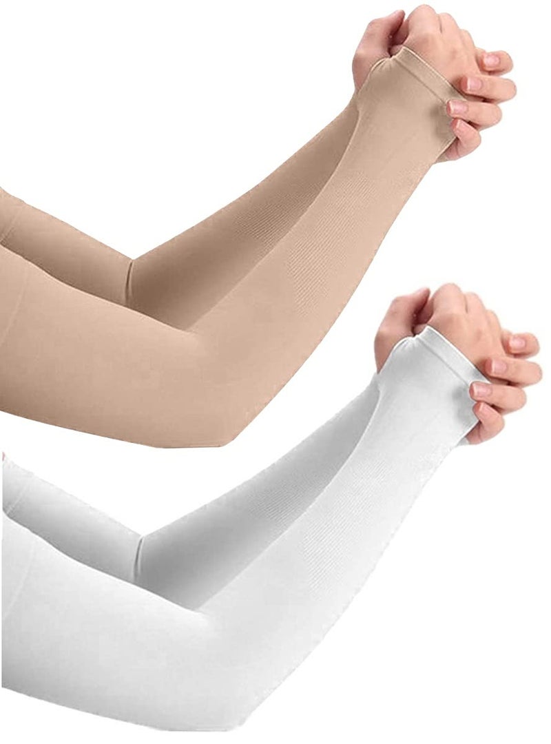 NESVIB 2 Pairs Biker/Sports Full Arm Fingerless Sleeves Gloves for UV, Dust, Summer, Sun Protection for men and Women - Image 1