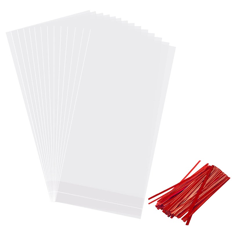 Morepack Clear Wine Bottle Gift Bags 100Pcs 8"x16"+4" Flat Bottom Cellophane Bags (No Side Gusset) - Image 3