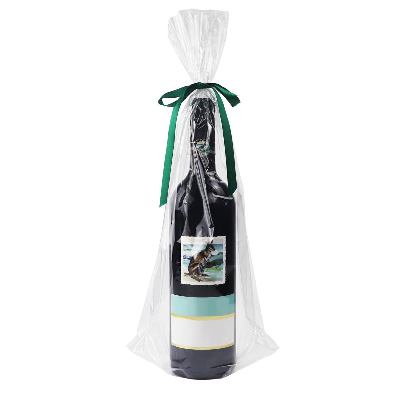 Morepack Clear Wine Bottle Gift Bags 100Pcs 8"x16"+4" Flat Bottom Cellophane Bags (No Side Gusset) - Image 1