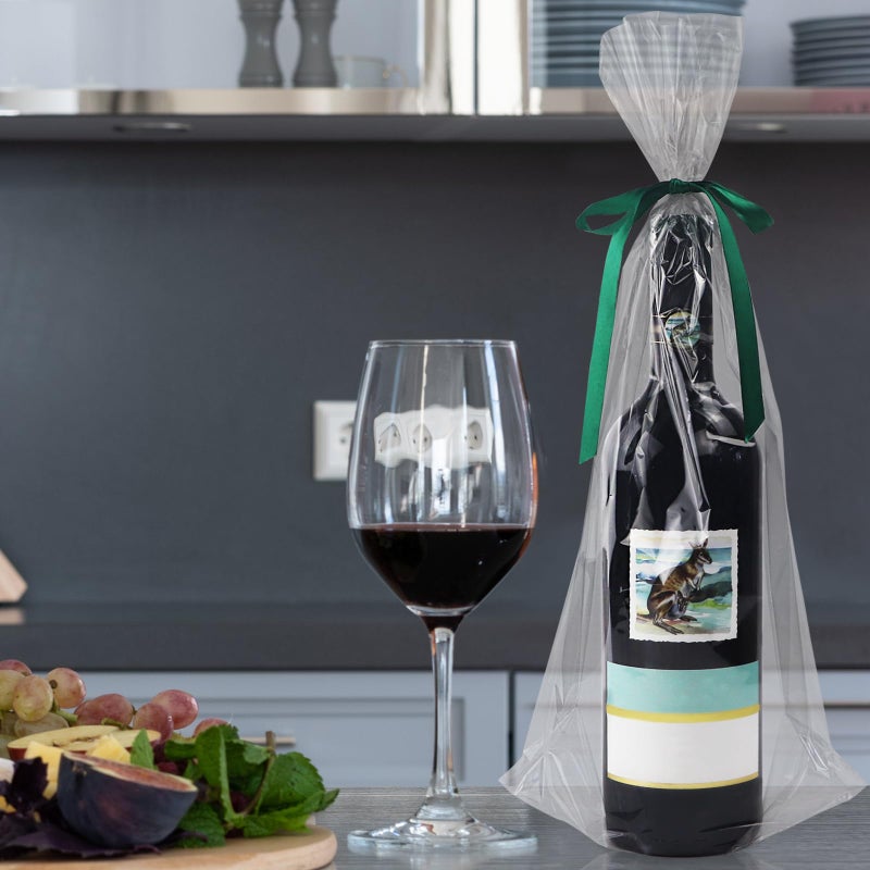 Morepack Clear Wine Bottle Gift Bags 100Pcs 8"x16"+4" Flat Bottom Cellophane Bags (No Side Gusset) - Image 4