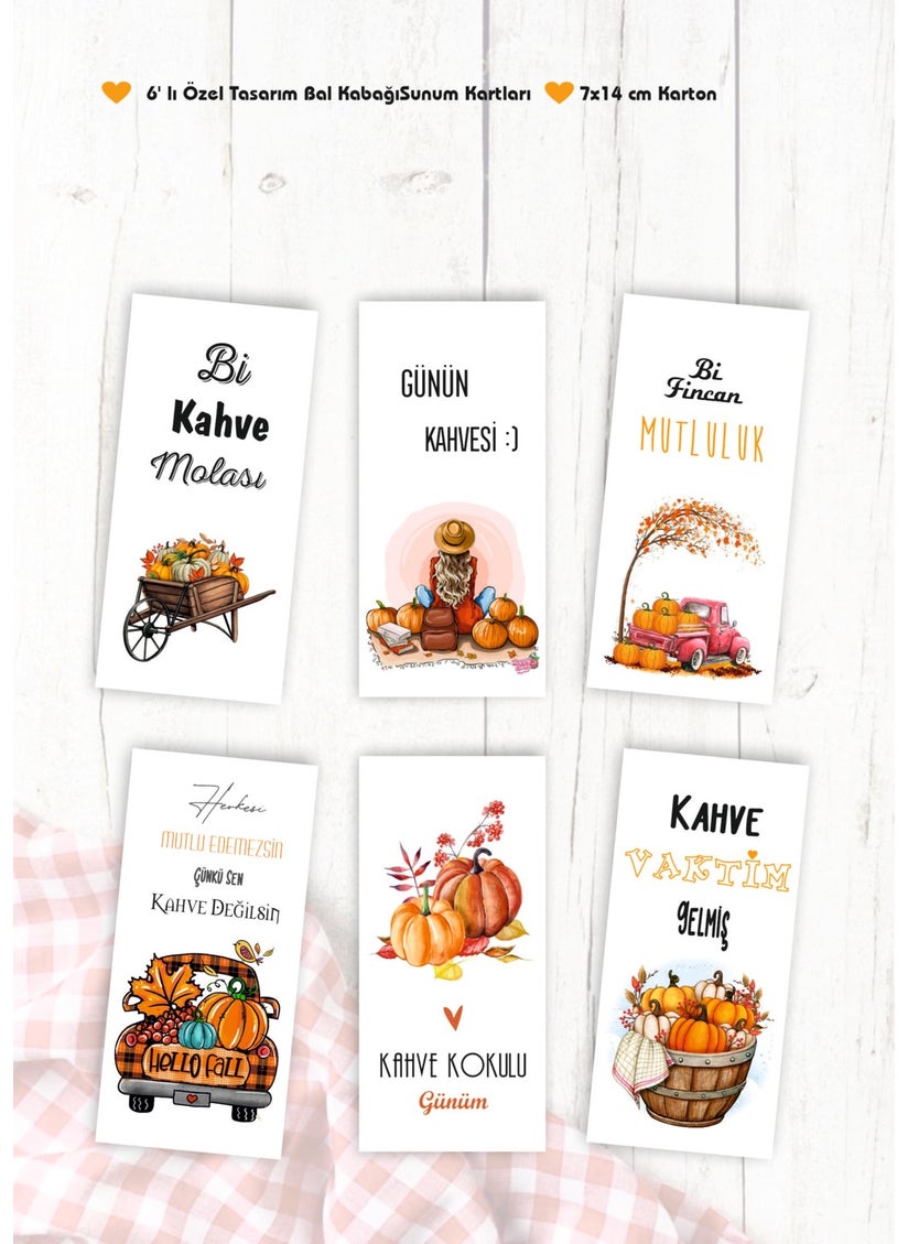 Pumpkin Themed Coffee Presentation Cards 6 Motto Cards - pzsku/Z68ECF6E73C5891B2B48AZ/45/_/1737043798/b714b8d9-d8f5-483d-9170-de7c594f0f29