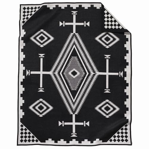 Pendleton Jacquard Unnapped Full/Queen Blanket 90" x 90" - Heirloom Quality Virgin Wool, Reversible Design, Strong Ultrasuede Binding, Made in USA - Los Ojos - Image 1