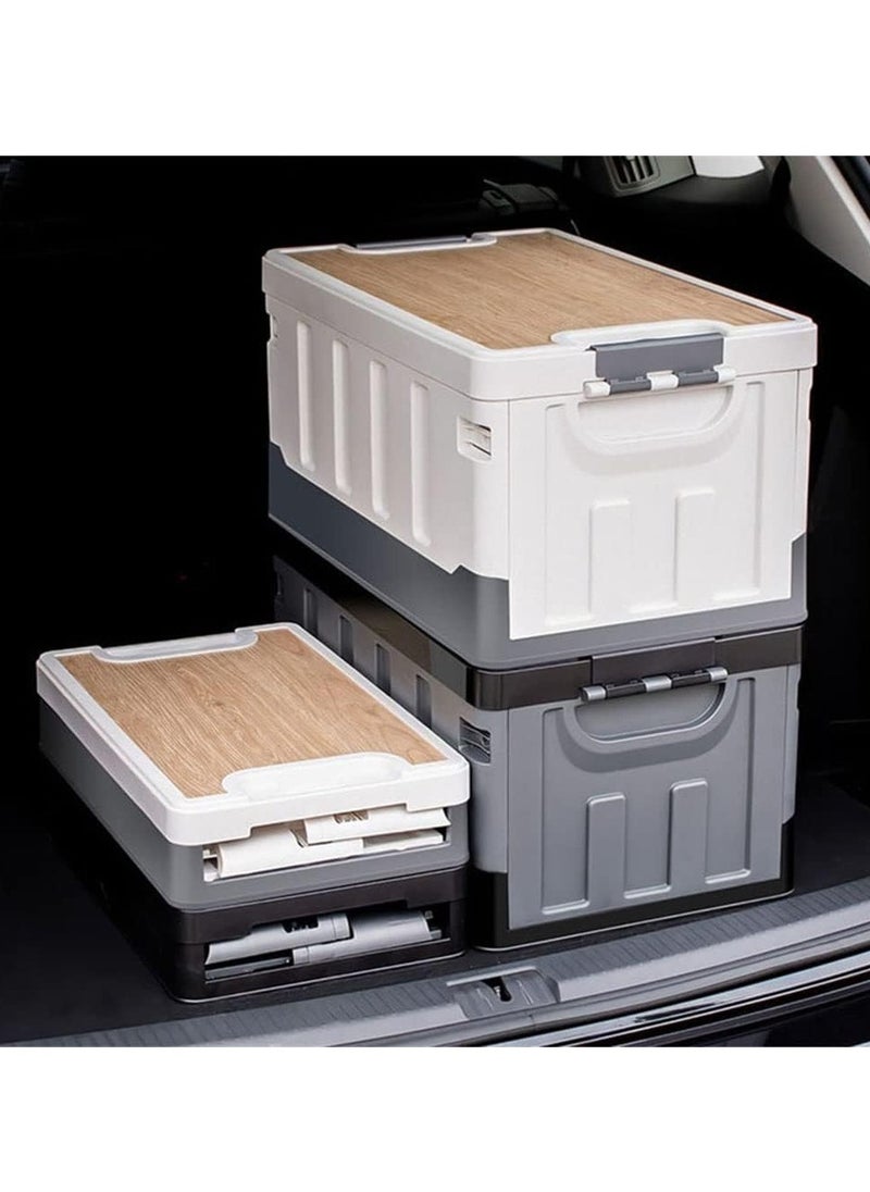 Manful - Outdoor Camping Folding Storage Box Collapsible Storage Box 60L White, Crates Plastic Storage Box Container Stackable Folding Utility Crates, Cooler Box, Storage Case - Image 1