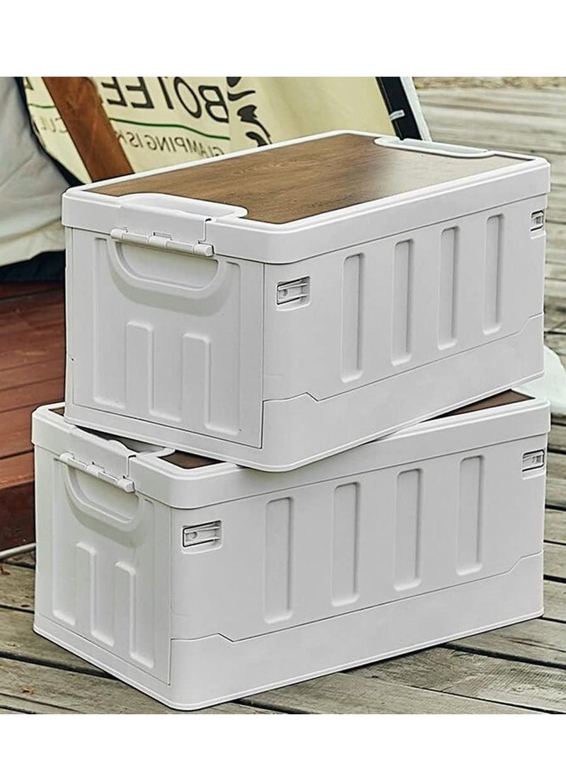 Manful - Outdoor Camping Folding Storage Box Collapsible Storage Box 60L White, Crates Plastic Storage Box Container Stackable Folding Utility Crates, Cooler Box, Storage Case - Image 1
