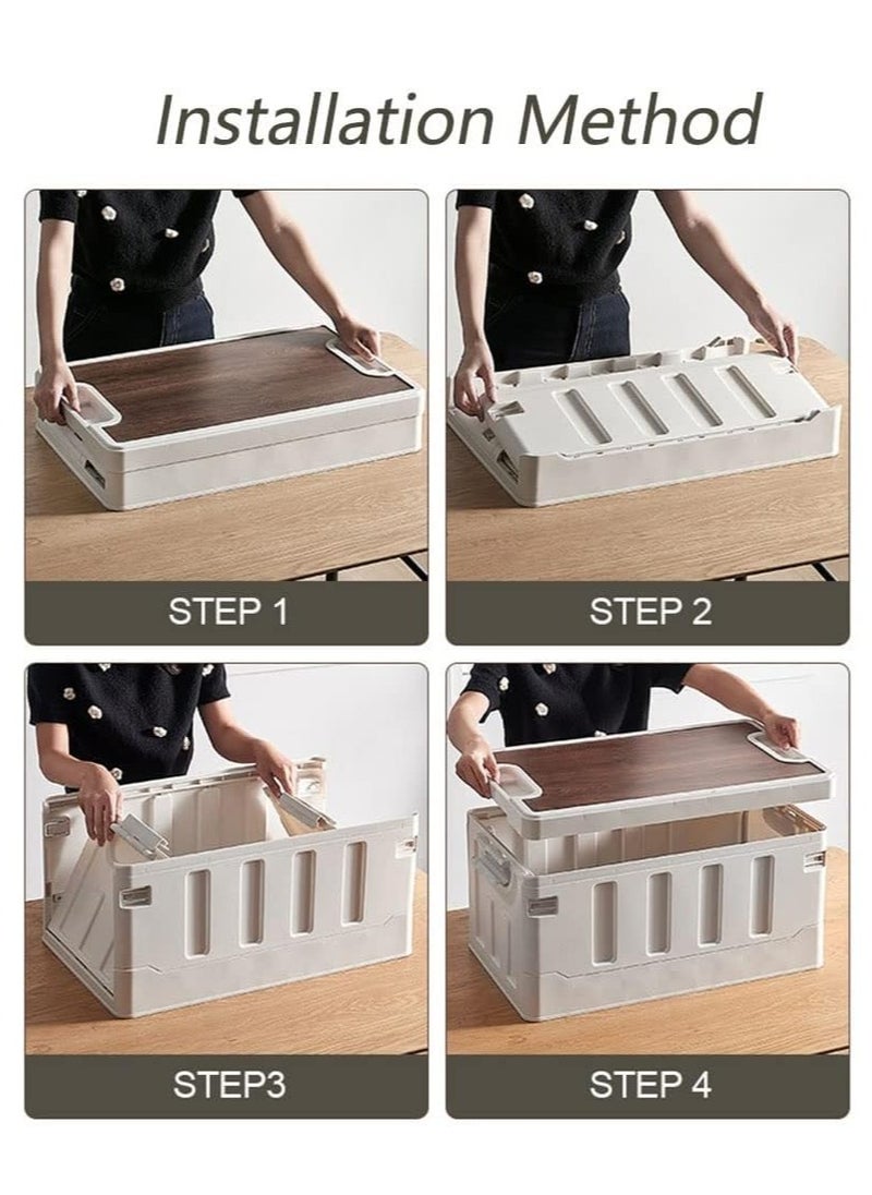 Manful - Outdoor Camping Folding Storage Box Collapsible Storage Box 60L White, Crates Plastic Storage Box Container Stackable Folding Utility Crates, Cooler Box, Storage Case - Image 1