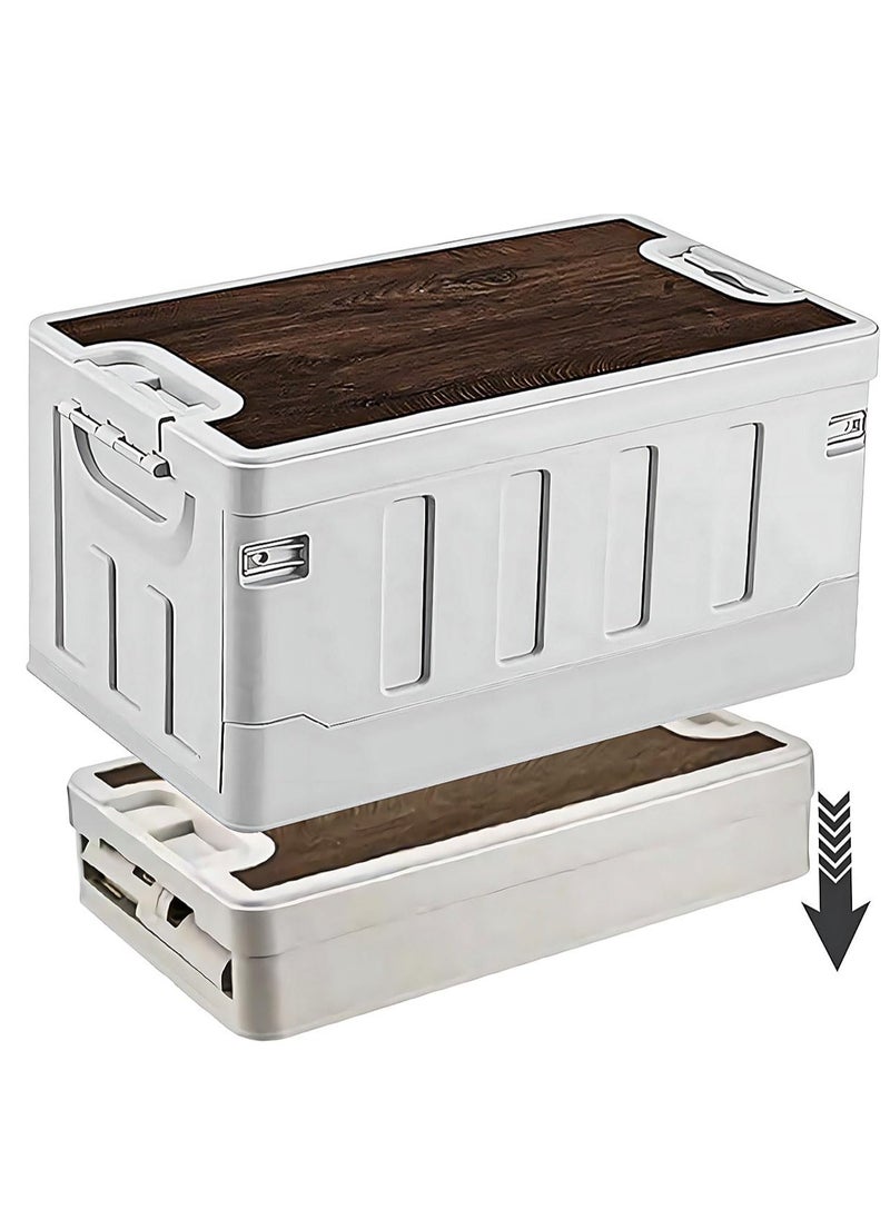 Manful Outdoor Camping Folding Storage Box Collapsible Storage Box 60L White, Crates Plastic Storage Box Container Stackable Folding Utility Crates, Cooler Box, Storage Case  - Image 1