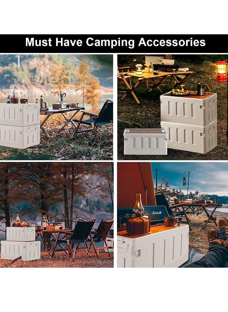 Manful Outdoor Camping Folding Storage Box Collapsible Storage Box 60L White, Crates Plastic Storage Box Container Stackable Folding Utility Crates, Cooler Box, Storage Case  - Image 5