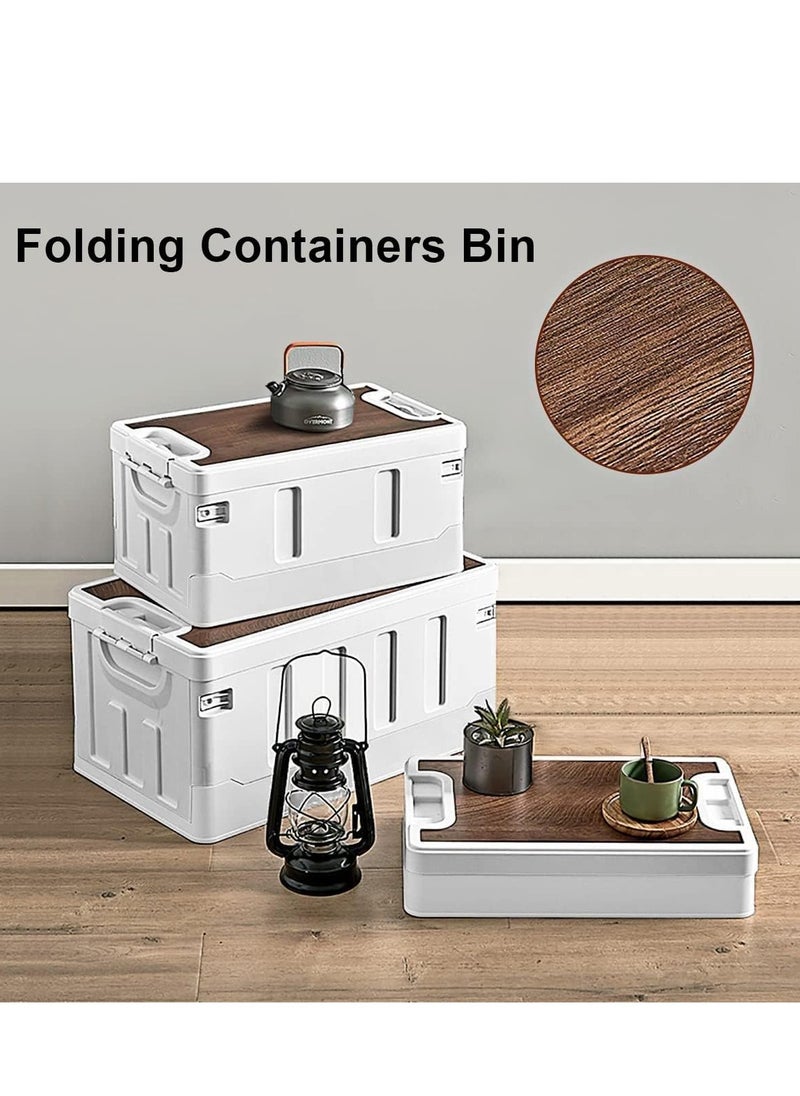Manful Outdoor Camping Folding Storage Box Collapsible Storage Box 60L White, Crates Plastic Storage Box Container Stackable Folding Utility Crates, Cooler Box, Storage Case  - Image 2