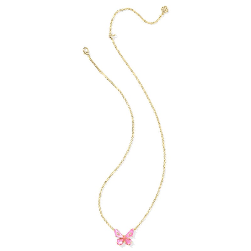 Kendra Scott Bianca Butterfly Short Pendant Necklace, 14K Gold-Plated Brass, Fashion Jewelry for Women, Pink Mix - Image 2