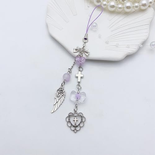 cioatu Homvog 1-4PCS Cute Phone Charms Aesthetic Y2K Cell Phone Charms Strap Strawberry Butterfly Star PhoneCharm Y2K Accessories for Bag Keychain Airpods Camera Pendants Decor (4x Butterfly Heart) - Image 5