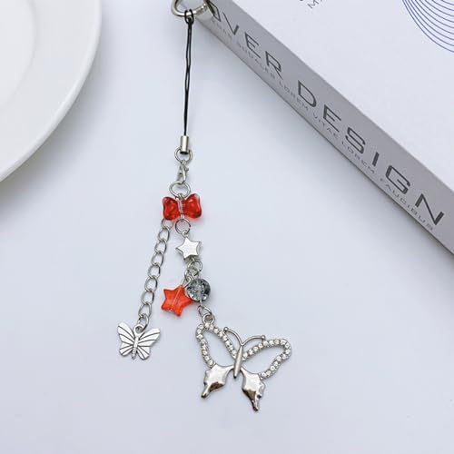 cioatu Homvog 1-4PCS Cute Phone Charms Aesthetic Y2K Cell Phone Charms Strap Strawberry Butterfly Star PhoneCharm Y2K Accessories for Bag Keychain Airpods Camera Pendants Decor (4x Butterfly Heart) - Image 2