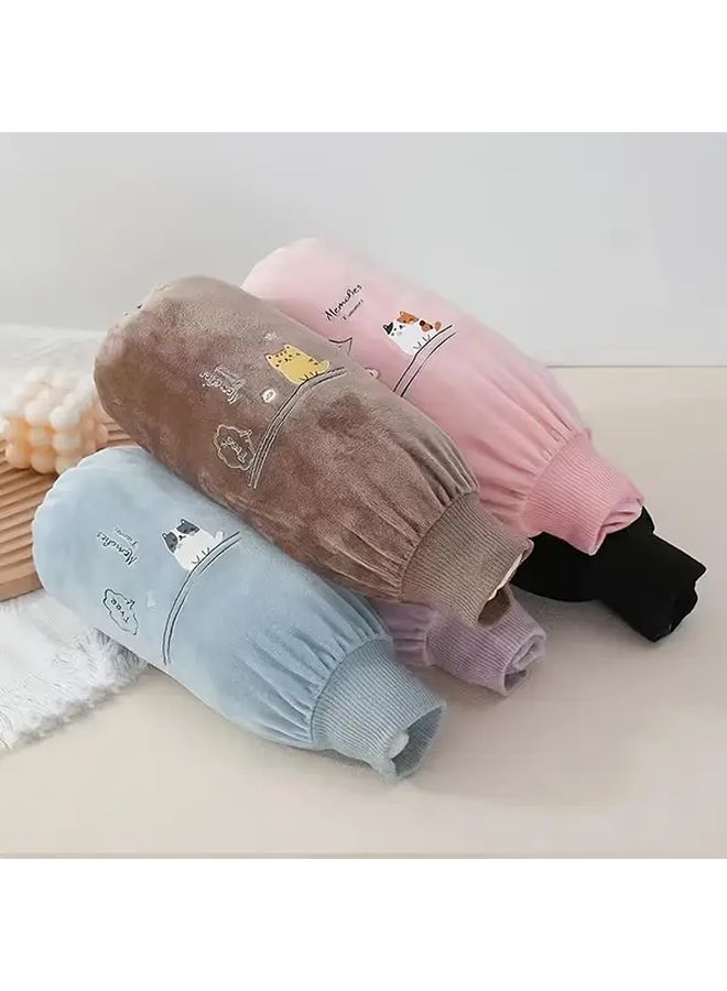 Pink Long Plush Sleeve Covers For Women Cute Protective Autumn Winter Office Clean - Image 1