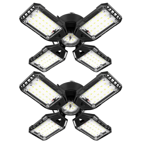Aoretic LED Garage Lights Bulb 2 Pack - 120W, 12000LM 6500K Led Shop Light with 4+1 Deformable Panels, Basement Barn Light, E26/E27 for Warehouse, Shop - Image 1