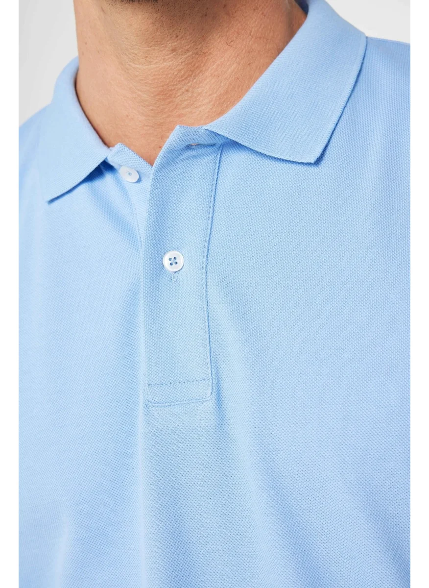Tudors Men's Classic Fit Relaxed Cut Cotton Plain Piqué Blue Polo Neck T-Shirt