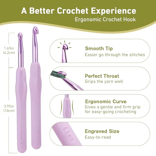 YOJOB 6.5mm Crochet Hook, Supers Smooth 6.5 mm Ergonomic Crochet Hooks for Beginner, Comfort for Arthritic, 1 Pack - Image 2