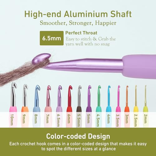 YOJOB 6.5mm Crochet Hook, Supers Smooth 6.5 mm Ergonomic Crochet Hooks for Beginner, Comfort for Arthritic, 1 Pack - Image 3