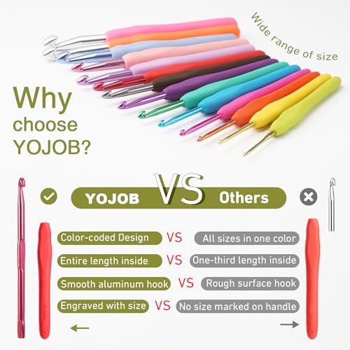 YOJOB 6.5mm Crochet Hook, Supers Smooth 6.5 mm Ergonomic Crochet Hooks for Beginner, Comfort for Arthritic, 1 Pack - Image 5