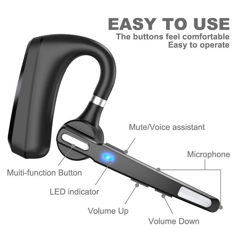 MQQC Bluetooth Headset V5.0, Wireless Bluetooth Earpiece 24Hrs HD Calling,CVC8.0 Dual Mic Noise Cancelling, Hands-Free Bluetooth Earphone for Driving/Business/Office - Image 2