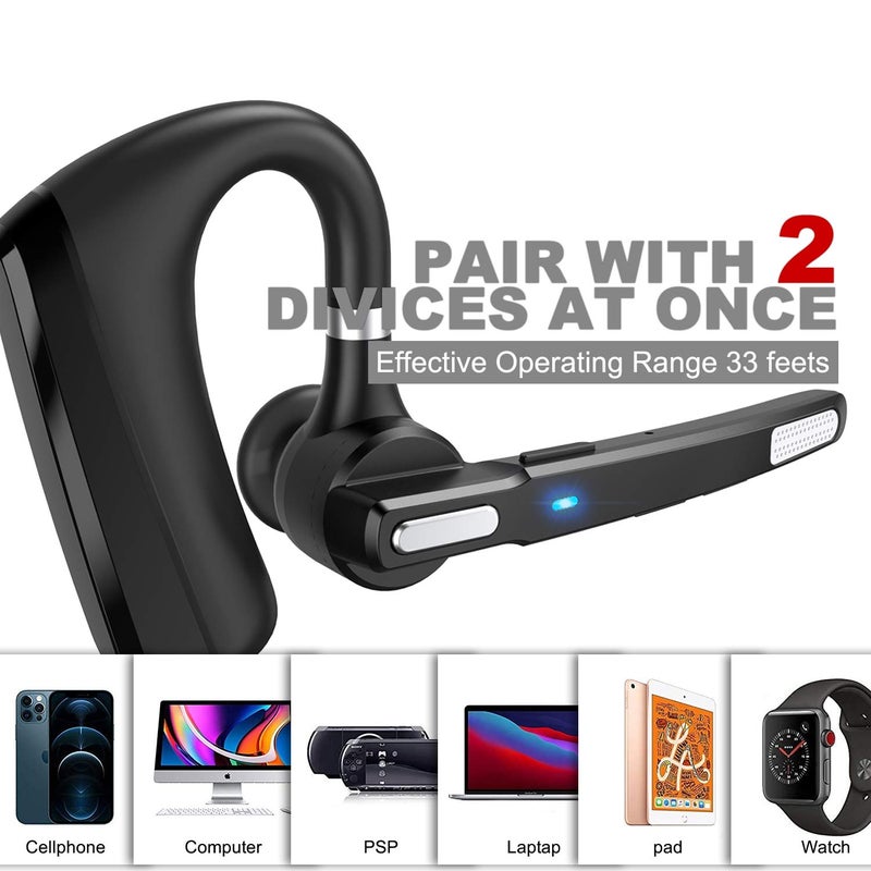 MQQC Bluetooth Headset V5.0, Wireless Bluetooth Earpiece 24Hrs HD Calling,CVC8.0 Dual Mic Noise Cancelling, Hands-Free Bluetooth Earphone for Driving/Business/Office - Image 5