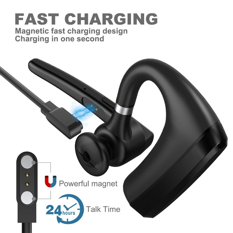 MQQC Bluetooth Headset V5.0, Wireless Bluetooth Earpiece 24Hrs HD Calling,CVC8.0 Dual Mic Noise Cancelling, Hands-Free Bluetooth Earphone for Driving/Business/Office - Image 4