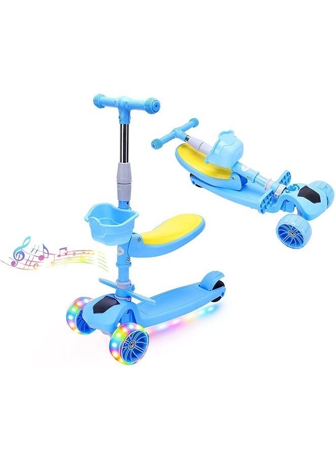 يلا جوي سكوترات دواسات للأطفال للأولاد والبنات، مزودة بأربع عجلات فلاش قابلة للتعديل الارتفاع، وسطح عريض للغاية، وسكوتر ألعاب للأطفال وسكوتر للأطفال الصغار (أزرق) - Image 1