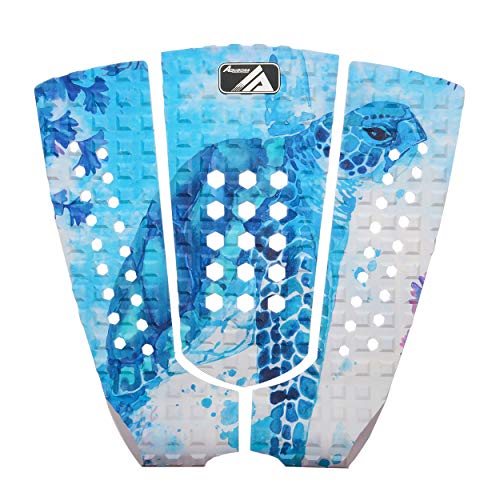 AQUBONA 3 Piece Stomp Pad Surfboard EVA Traction Pad Adhesive Professional Tail Pad/Applies All Boards - Surfboards, Shortboards, Longboards, Skimboards/Multiple Color Choices (Oceana) - Image 1