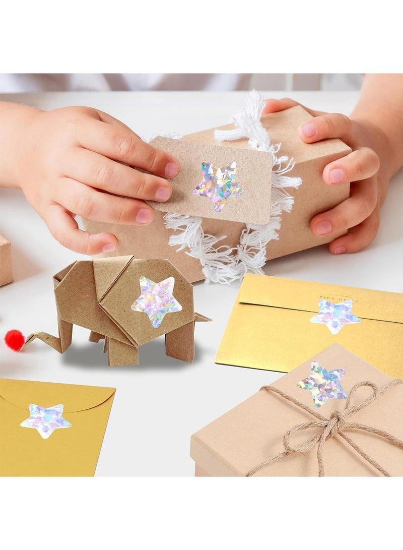 فوميمو ملصقات ملصقات النجوم الثلاثية الأبعاد - 2 رولز ملصقات لامعة عاكسة فضية لامعة معدنية (ذهبي، فضي) - Image 5