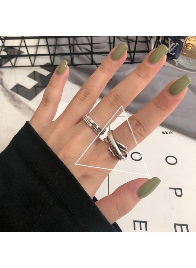 Generic S925 Sterling Silver Roman Numeral Open Index Finger Ring For Women Simple Trendy Internet Celebrity Personalized Ring Retro 