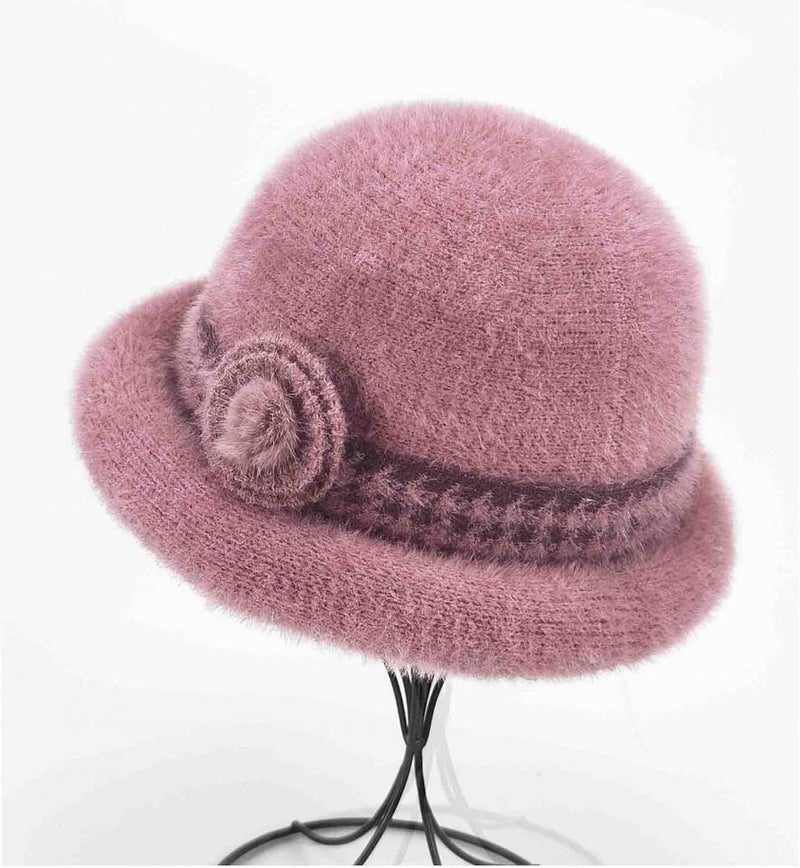 Elderly Women Hat Winter Rabbit Hair Fleece Warm Grandma Bucket Hat - Image 4