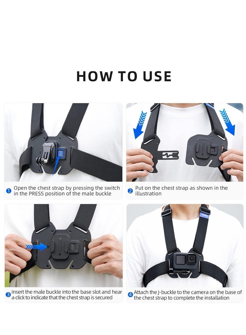 Quick Release Mobile Phone Chest Mount Strap Holder, Adjustable Chest Mount Harness for GoPro Camera, Action Camera, iPhone 13 12 11 Pro,Vlog/POV