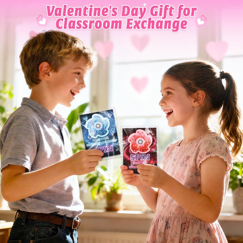 OCHIDO 24 Pack Valentines Day Cards for Kids with Fidget Spinner, Valentines Day Gifts for Kids Classroom Exchange, School Games Prize Rewards, Valentines Party Favors for Girls Boys - Image 5