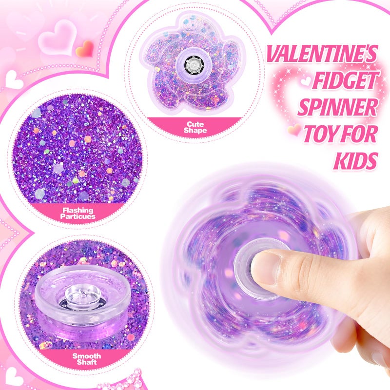 OCHIDO 24 Pack Valentines Day Cards for Kids with Fidget Spinner, Valentines Day Gifts for Kids Classroom Exchange, School Games Prize Rewards, Valentines Party Favors for Girls Boys - Image 4
