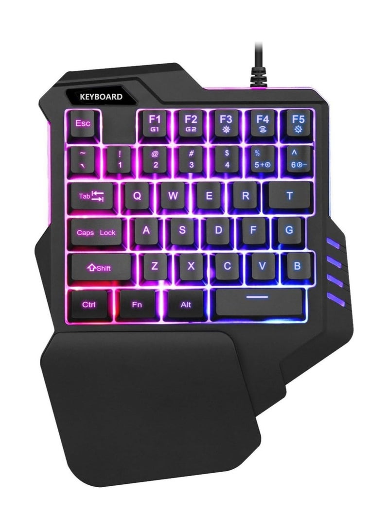 أرنو لوحة مفاتيح الألعاب G92 بيد واحدة RGB بإضاءة خلفية محمولة صغيرة لوحة مفاتيح الألعاب المريحة وحدة تحكم ألعاب الكمبيوتر PS4 Xbox Gamer - Image 1