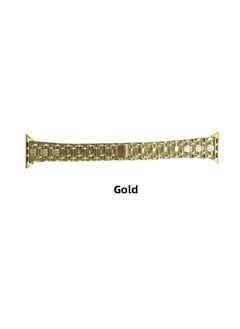 Applicable To IWatch8 Smart For Apple Watch S7 Strap For Apple Three Beads Diamond For Applewatch1-8 Generation Se-Color:Golden 41/40/38mm