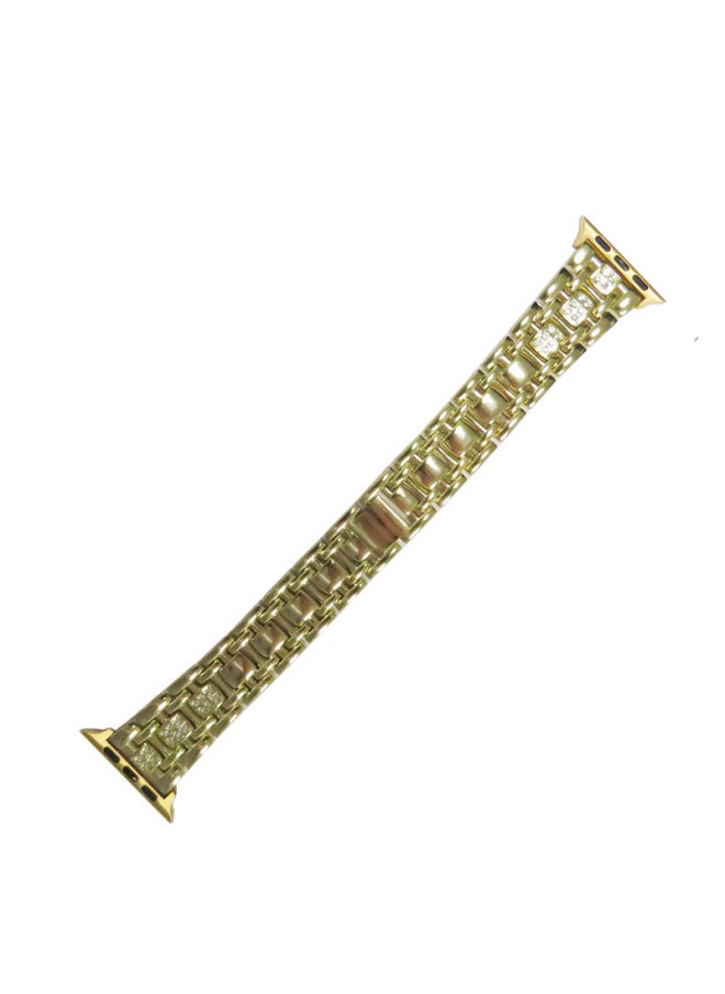 Generic - Applicable To IWatch8 Smart For Apple Watch S7 Strap For Apple Three Beads Diamond For Applewatch1-8 Generation Se-Color:Golden 41/40/38mm - Image 1