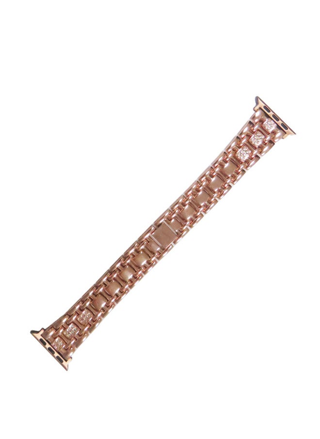 Generic - Applicable To IWatch8 Smart For Apple Watch S7 Strap For Apple Three Beads Diamond For Applewatch1-8 Generation Se-Color:Golden 41/40/38mm - Image 1