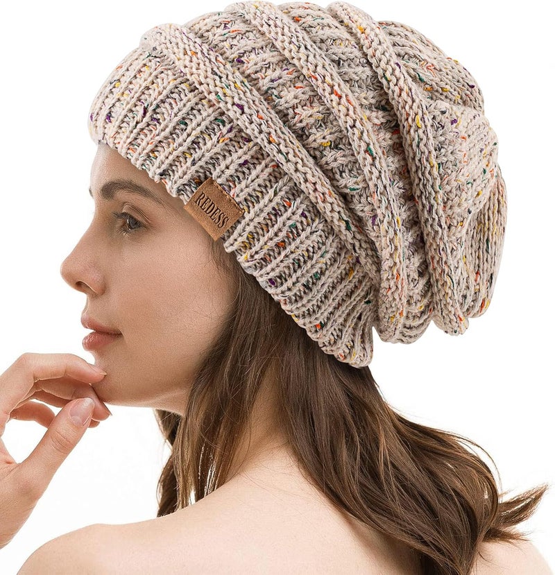 REDESS Slouchy Beanie Hat for Men and Women Winter Warm Chunky Soft Oversized Cable Knit Cap - Image 1