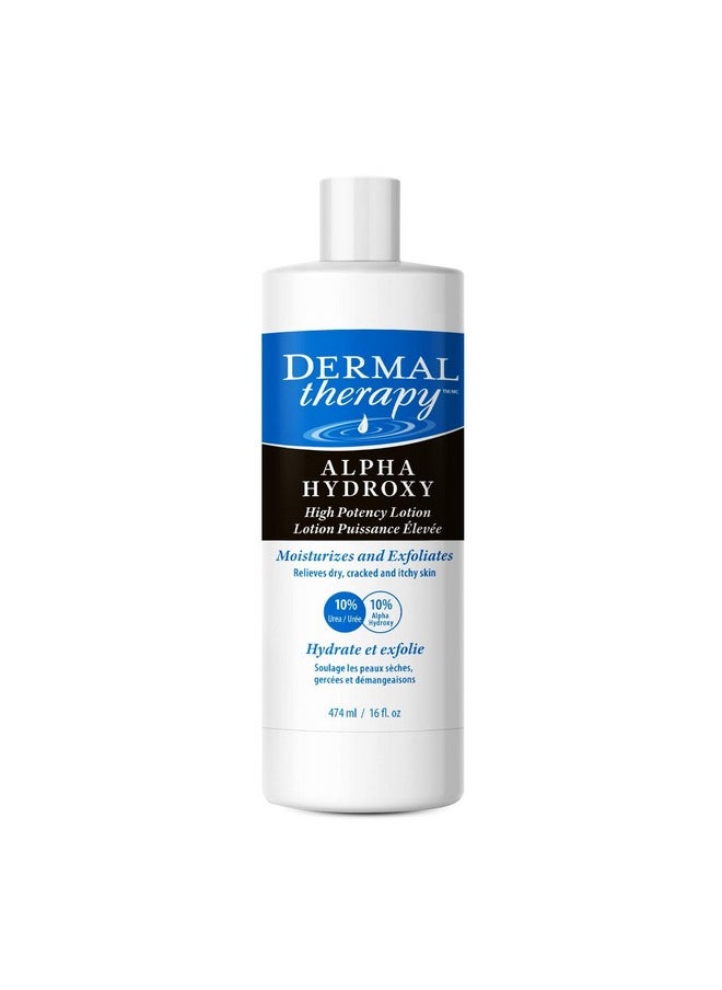 dermal therapy - Dermal Therapy Alpha Hydroxy Lotion - High Potency AHA Exfoliating Moisturizer for Dry, Scaly Skin - 10% Lactic Acid & 10% Urea Lotion - Remove Skin Flakes - Fragrance-Free - 16 fl oz / 474 ml - Image 1